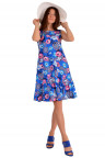 Платье П 676 (цветочный принт на синем)