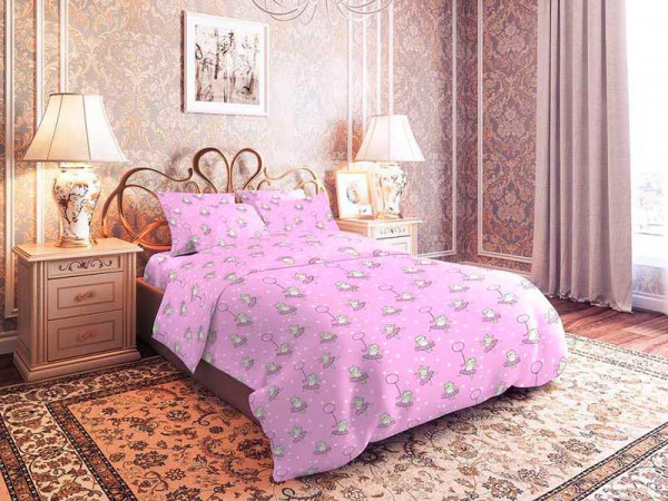 Купить КПБ Бязь Baby Китти на розовом 130 на Неженке
